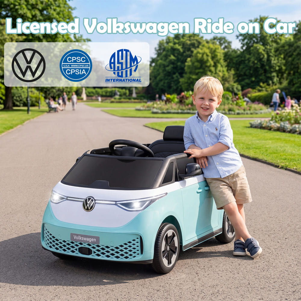 12V Kids Electric Volkswagen Bus with Music, LED Headlights - Fun Powered Ride On Toy for Children