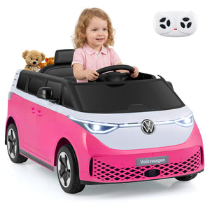 12V Kids Electric Car Bus with music, LED headlights, and Volkswagen license - Angle 16 view of powered ride-on toy.