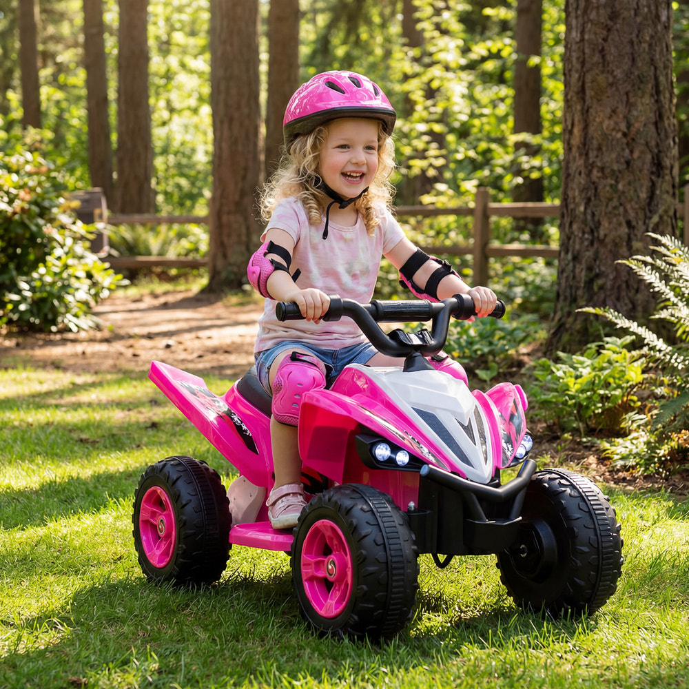 12V Kids Ride On ATV 4-Wheeler Quad with LED Lights, 7 mph Max Speed - Fun outdoor toy for adventurous kids.