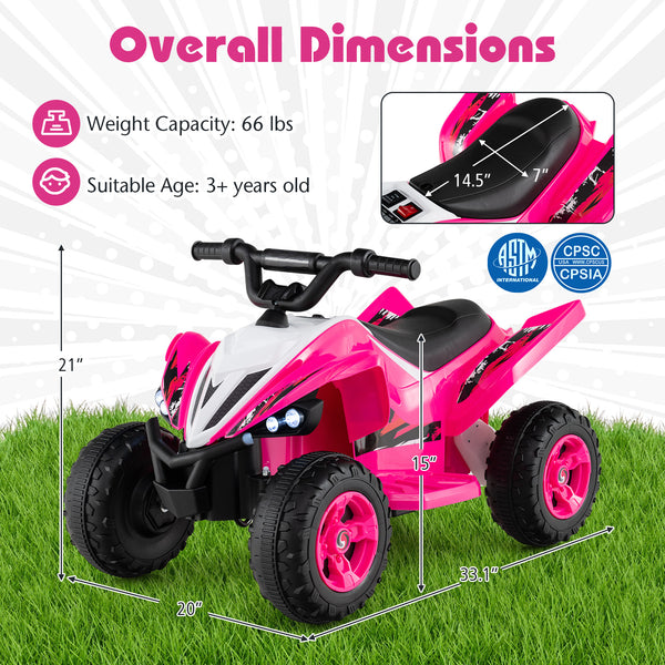 12V Kids Ride On ATV 4-Wheeler Quad with LED Lights, 7 mph Max Speed - Fun toy for adventurous toddlers.