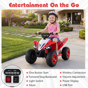 12V Kids Ride On ATV Quad with LED Lights, 7 mph Max Speed - Fun and safe outdoor toy for adventurous kids.