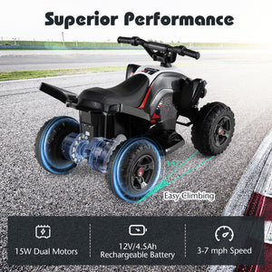 12V Kids Ride On ATV 4-Wheeler Quad with LED Lights, 7 mph Max Speed - Fun toy for adventurous kids.