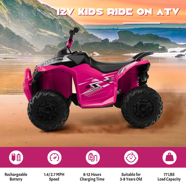 12V Kids Ride On ATV with adjustable speed and comfy seat, perfect for outdoor fun and adventure.