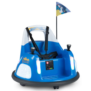12V kids ride-on bumper car with remote control, flashing lights, perfect for fun and safe playtime. Angle 11 view.