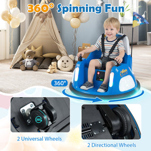 12V kids ride-on bumper car with remote control, flashing lights, and fun design for safe outdoor play.