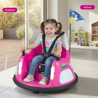 12V Kids Ride On Bumper Car with Remote Control and Flashing Lights - Fun toy for children in vibrant colors.