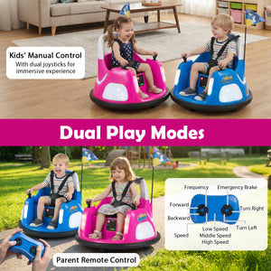 12V Kids Ride On Bumper Car with Remote Control, Flashing Lights, fun toy for children, angle view.