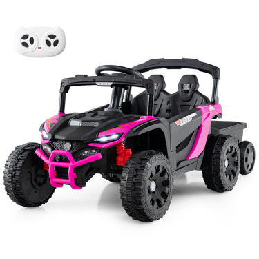 12V battery-powered ride-on tractor with parent remote control for kids' outdoor fun and adventure.