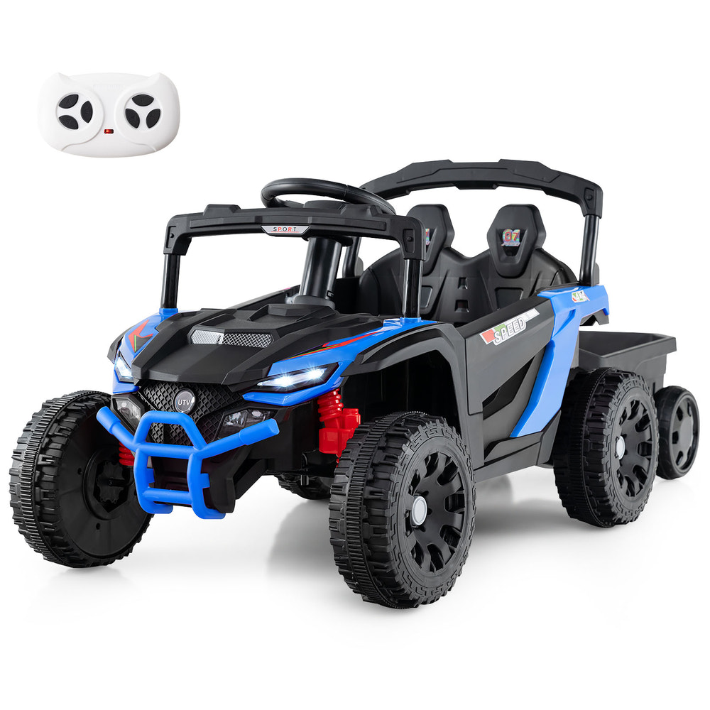 12V battery-powered ride-on tractor with parent remote control for kids' outdoor fun and adventure.