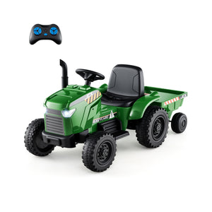 12V 2-in-1 kids ride-on tractor with trailer and 3-gear shift, perfect for outdoor fun and imaginative play.