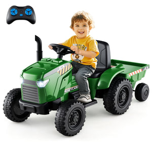 12V 2-in-1 kids ride-on tractor with trailer and 3-gear shift, perfect for outdoor play and adventure.