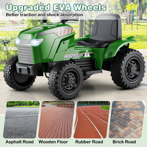 12V 2-in-1 kids ride-on tractor with trailer and 3-gear shift, perfect for outdoor play and adventure.