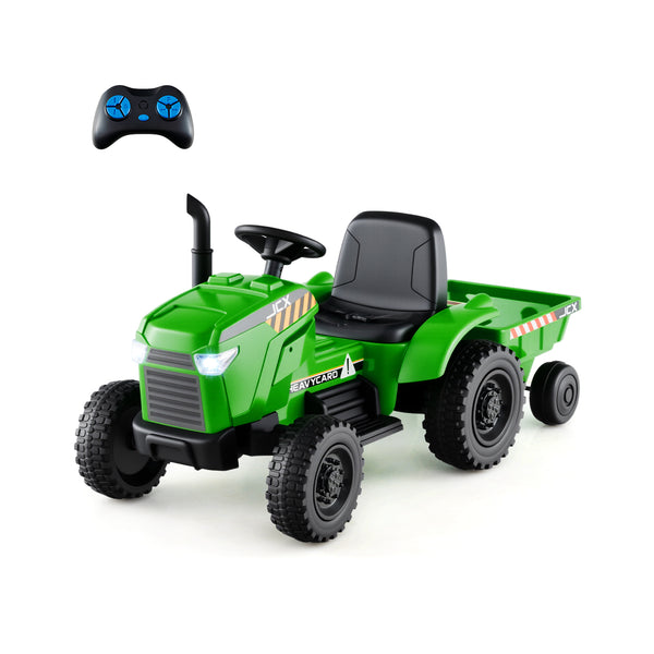 12V 2-in-1 kids ride-on tractor with trailer, featuring a 3-gear shift, perfect for outdoor play and fun adventures.