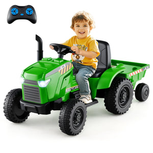 12V 2-in-1 Kids Ride On Tractor with Trailer and 3-Gear Shift, perfect for outdoor fun and imaginative play.