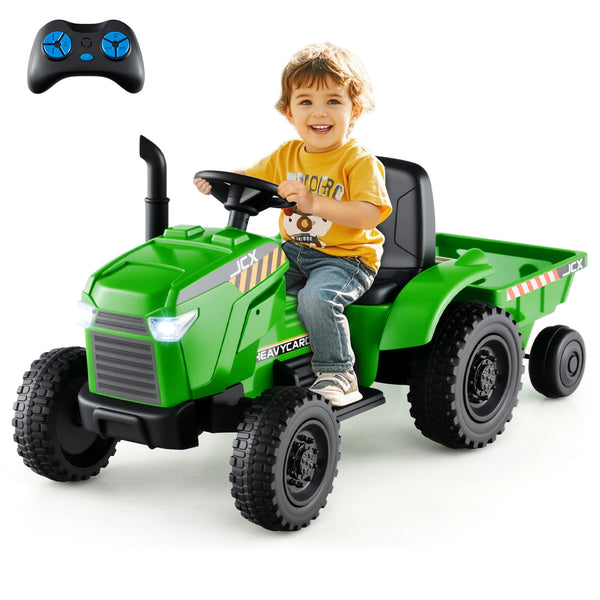 12V 2-in-1 Kids Ride On Tractor with Trailer and 3-Gear Shift, perfect for outdoor fun and imaginative play.