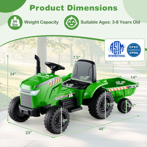12V 2-in-1 kids ride-on tractor with trailer, featuring 3-gear shift, perfect for outdoor play and adventure.