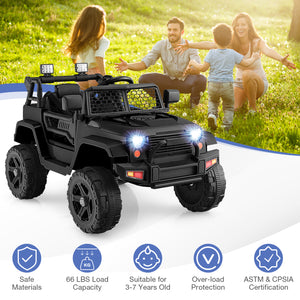 12V kids ride-on truck with remote control, headlights, and stylish design, perfect for outdoor playtime adventures.
