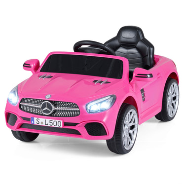 12V Mercedes-Benz kids ride-on car with remote control and music, perfect for outdoor fun and playtime.