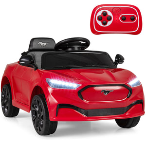 12V Ford Mach E kids ride-on car with parent control and horn, perfect for outdoor play and fun adventures.