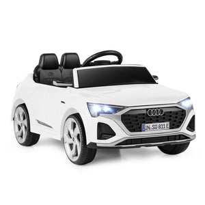 12V Audi SQ8 kids ride-on car with remote control, 3 speeds, angled view for toy enthusiasts.