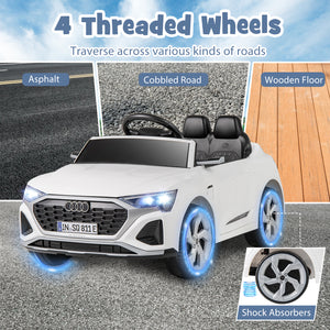 12V Audi SQ8 kids ride-on car with remote control, 3 speeds, perfect for outdoor fun and adventure.