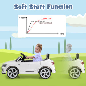 12V Audi SQ8 kids ride-on car with remote control, 3 speeds, angled view for toy enthusiasts.