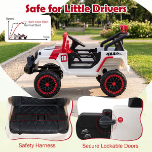 12V Kids Ride On Truck with Remote Control, 3 speeds, shown from angle 8, perfect ride-on toy for adventurous toddlers.