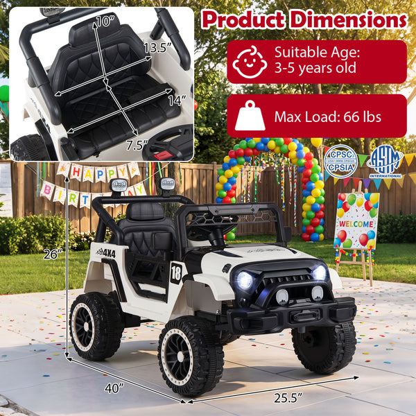 12V Kids Ride on Truck with Remote Control and 3 Speeds