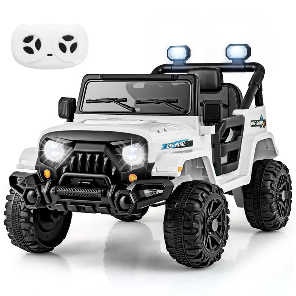 12V kids ride-on truck car with remote control, threaded wheels, and 3 speeds, shown from angle 3.
