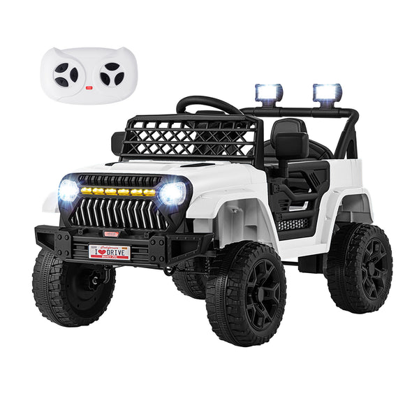 12V kids ride-on truck car with parental remote, music player, and vibrant design for outdoor fun. Angle 3 view.