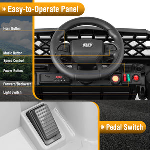 12V kids ride-on truck car with parental remote, music player, and vibrant design for outdoor fun. Angle 8 view.