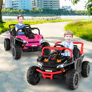 12V kids ride-on truck off-road UTV with parental remote and lights, shown from angle 17. Perfect toy for adventurous play!