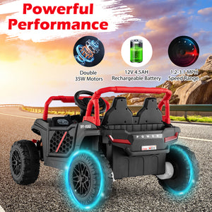 12V kids ride-on truck off-road UTV with parental remote and lights, shown from angle 24. Perfect for outdoor fun!