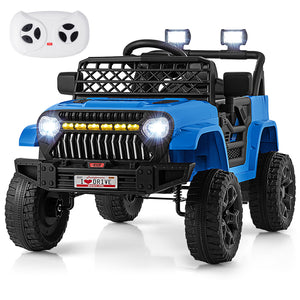 12V Kids Ride on Truck Car with remote control, music player, and fun design for outdoor play. Angle 19 view.