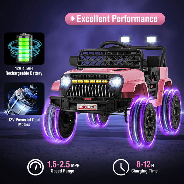 12V kids ride-on truck car with parental remote, music player, and stylish design at angle 32 for fun outdoor play.