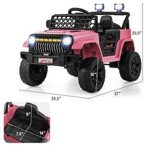 12V Kids Ride-On Truck Car with Remote, Music Player - Fun Toy for Young Drivers, Angle View 28.