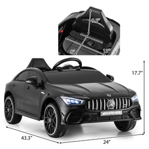 12V Mercedes-Benz AMG CLA 45 kids ride-on car with remote control, perfect for outdoor fun and adventure.