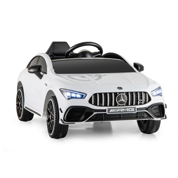 12V Kids Ride on Mercedes-Benz AMG CLA 45 car with remote, perfect for outdoor fun and adventure.