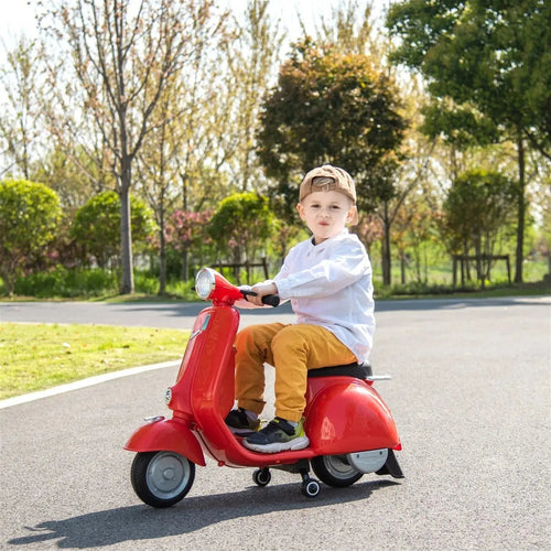 12V Kids' Vespa Electric Ride-On Scooter in vibrant colors for fun outdoor adventures.