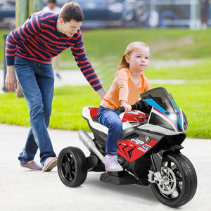 12V BMW kids motorcycle ride-on toy for ages 37-96 months, showcasing sleek design from angle 10.