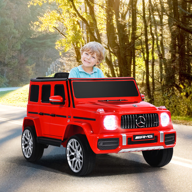 12V Mercedes-Benz G63 kids ride-on car with remote control, perfect toy for adventurous young drivers.