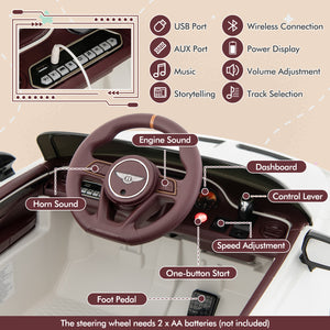 12V Bentley Bacalar kids ride-on car in angle 32 view, perfect toy for young racers.