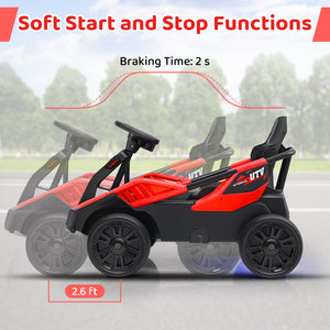 12V electric UTV ride-on car for big kids with remote control and music, shown from angle 23.