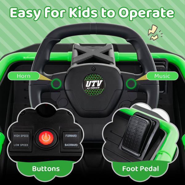 12V electric UTV ride-on car for big kids with remote control and music, shown from angle 7.