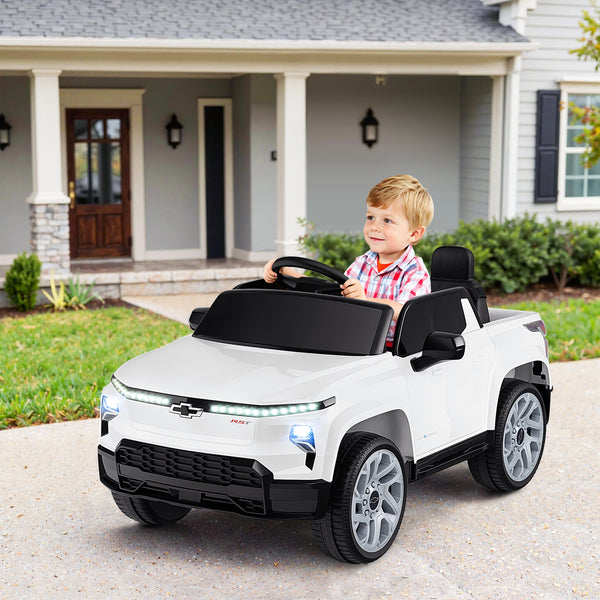 Licensed Chevrolet 12V ride-on truck with remote control, perfect gift for kids 3+, shown from angle 9.
