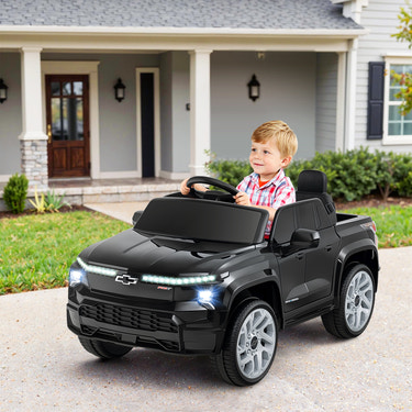 Licensed Chevrolet 12V ride-on car truck with remote control, perfect gift for kids 3 and up.