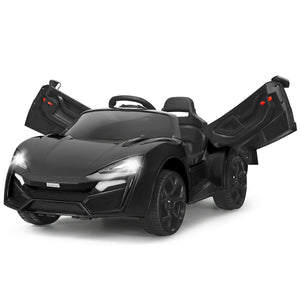12V 2.4G RC electric vehicle for kids with lights, angled view showcasing design and features.