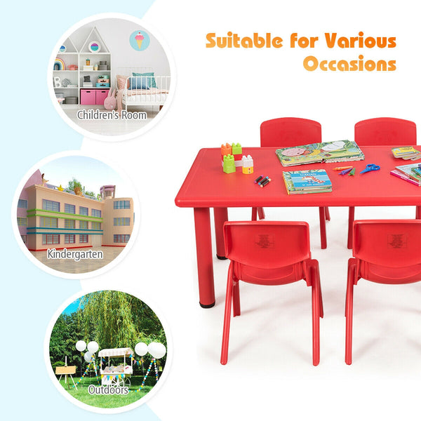 Kids plastic rectangular learn and play table, perfect for creative playtime and learning activities.