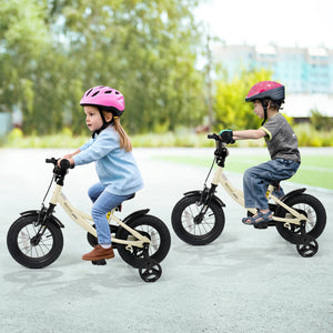 12-inch kids bike with removable training wheels, perfect for young riders learning to balance and ride.