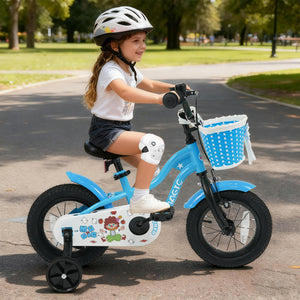 16 Inch Kids Bike with Training Wheels and Basket Navy Color